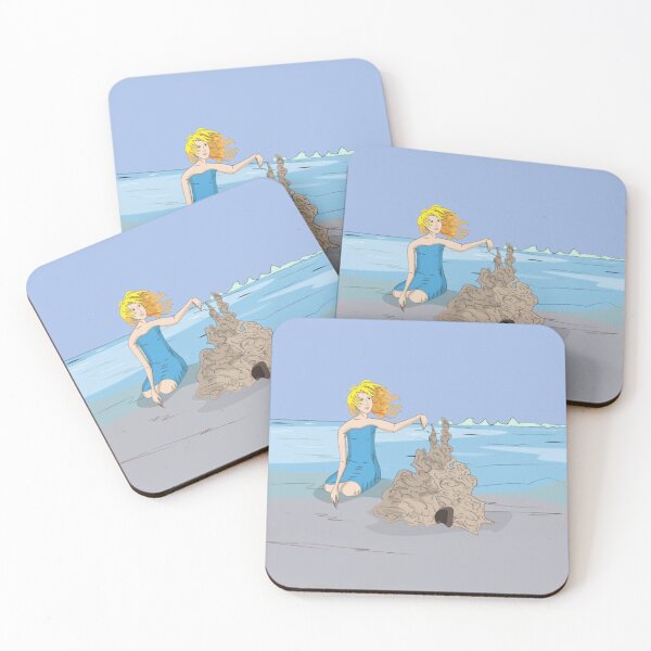 Item preview, Girl Building a Sandcastle — Summer Beach Art designed and sold by jimmytedesky.