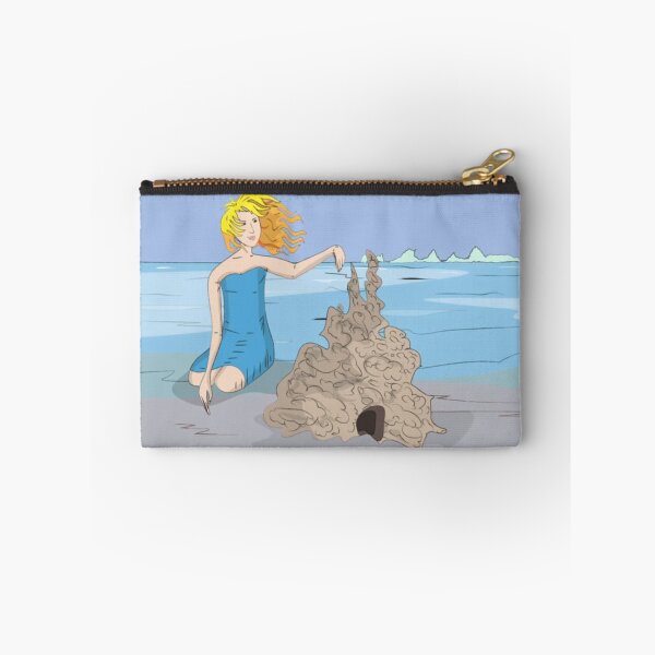 Item preview, Girl Building a Sandcastle — Summer Beach Art designed and sold by jimmytedesky.