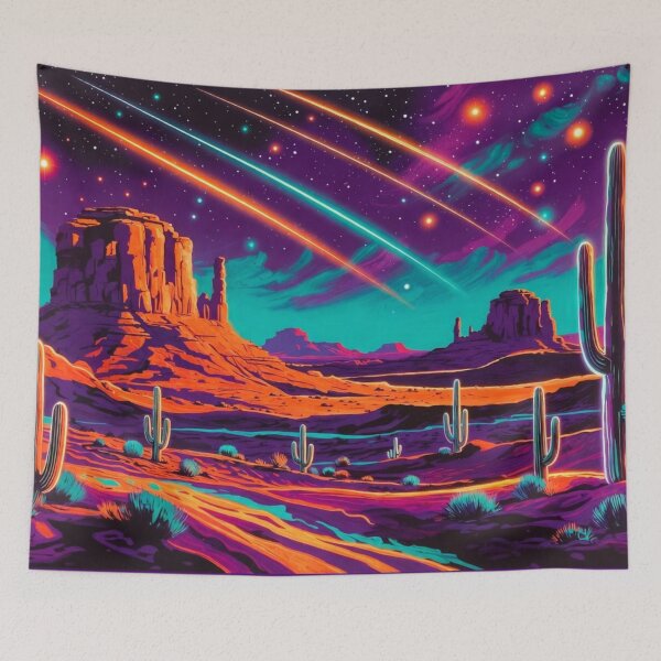 Item preview, Cosmic Neon Desert Synthwave Saguaro Cactus Landscape designed and sold by Nexus Space.