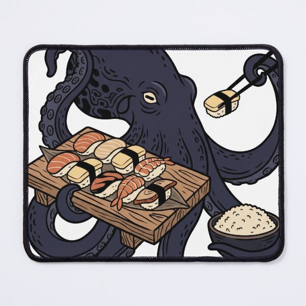 Item preview, Cute Octopus Enjoying Sushi Feast Illustration designed and sold by seven things shop.