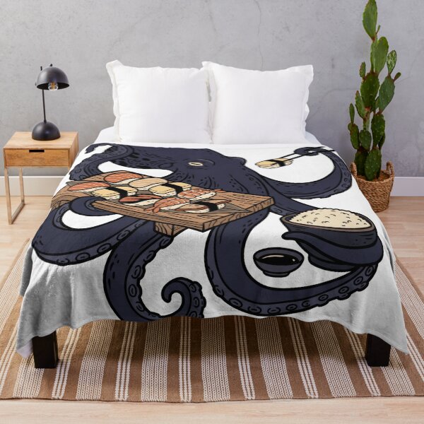 Item preview, Cute Octopus Enjoying Sushi Feast Illustration designed and sold by seven things shop.