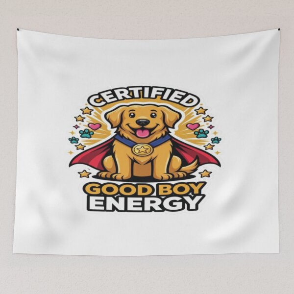Item preview, Certified Good Boy Energy Funny Golden Retriever Superhero Design designed and sold by ClaussShop.