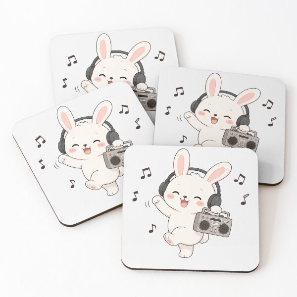 Item preview, Cute Bunny Rabbit Listening to Music Kawaii Retro Boombox designed and sold by Seculinator.