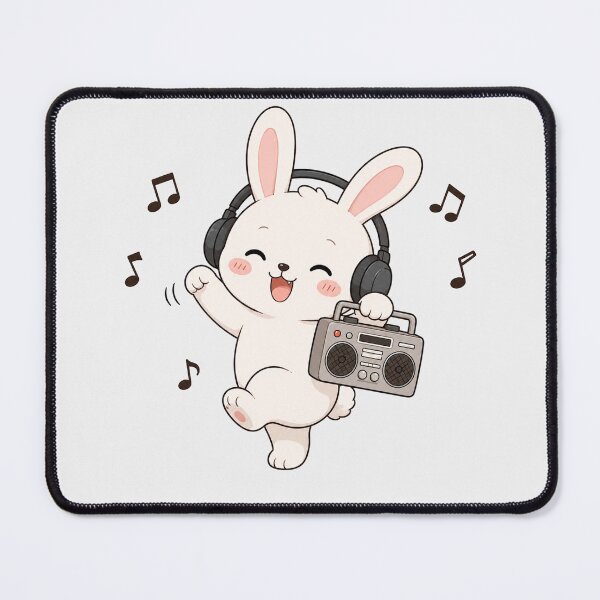 Item preview, Cute Bunny Rabbit Listening to Music Kawaii Retro Boombox designed and sold by Seculinator.