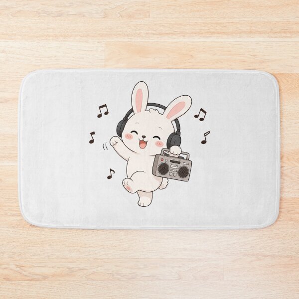 Item preview, Cute Bunny Rabbit Listening to Music Kawaii Retro Boombox designed and sold by Seculinator.