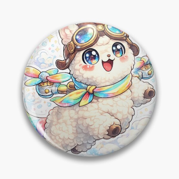 Item preview, Marshmallow Alpaca Pilot – Sky Adventure Kawaii Sticker designed and sold by blossomfun.