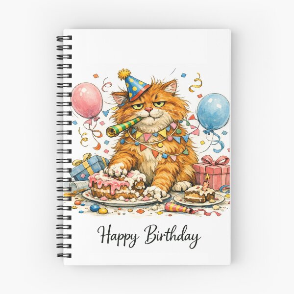 Item preview, Funny Grumpy Cat Happy Birthday - Messy Fluffy Kitten Party Art designed and sold by myforestfog.