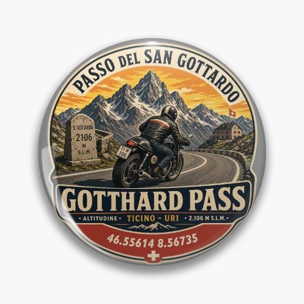 Item preview, Gotthard Pass Switzerland Gotthardpass Motorcycle Sticker TShirt 05 designed and sold by OuterShellUK.