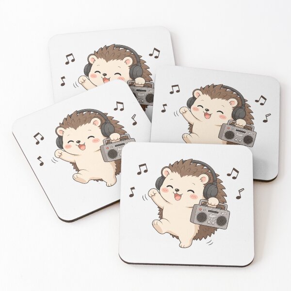 Item preview, Cute Hedgehog Listening to Music Kawaii Retro Boombox designed and sold by Seculinator.