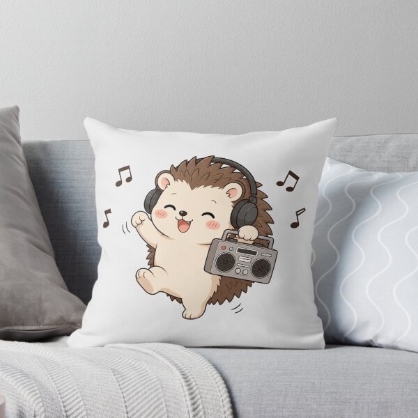 Item preview, Cute Hedgehog Listening to Music Kawaii Retro Boombox designed and sold by Seculinator.