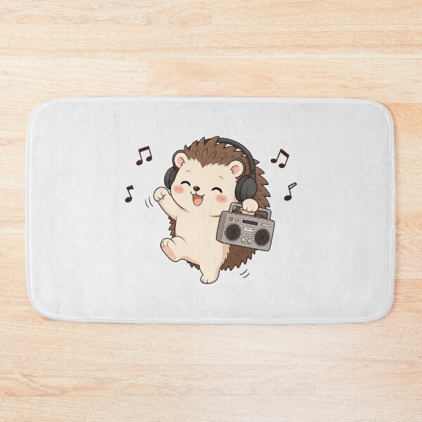 Item preview, Cute Hedgehog Listening to Music Kawaii Retro Boombox designed and sold by Seculinator.