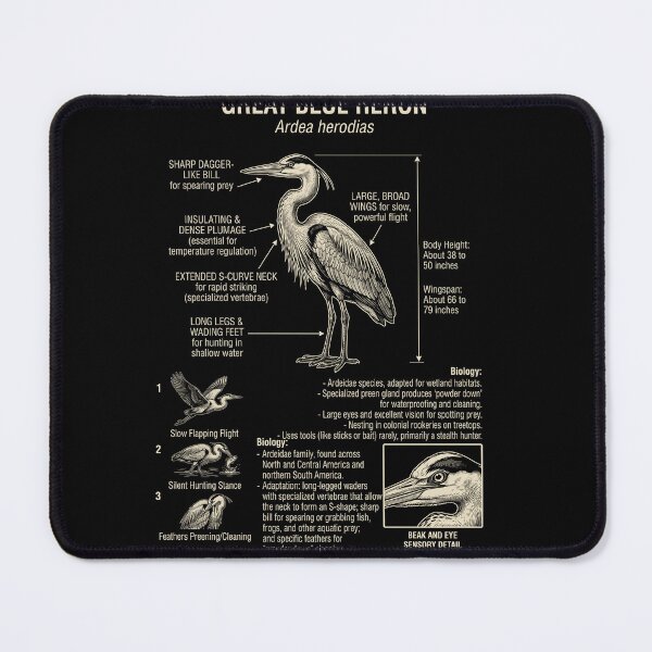 Item preview, Great Blue Heron Scientific Anatomy Ornithology Animal Lover designed and sold by Kimberley King Art  King Art.