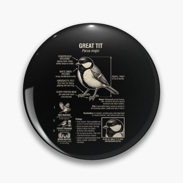 Item preview, Great Tit Scientific Anatomy Ornithology Animal Lover designed and sold by Kimberley King Art  King Art.
