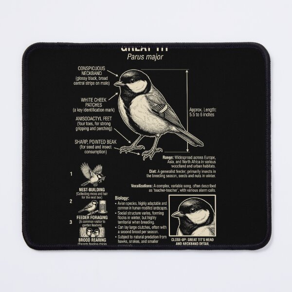 Item preview, Great Tit Scientific Anatomy Ornithology Animal Lover designed and sold by Kimberley King Art  King Art.