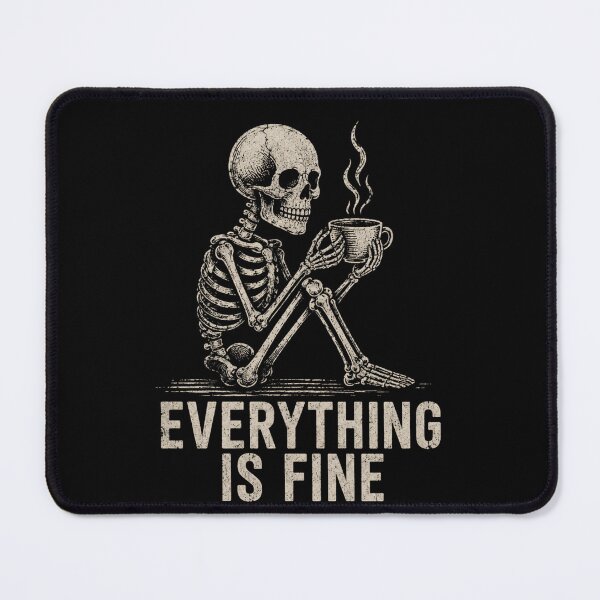 Item preview, Skeleton sitting and drinking coffee – Fun design for exhausted coffee lovers. Dark background version designed and sold by FusiTink.