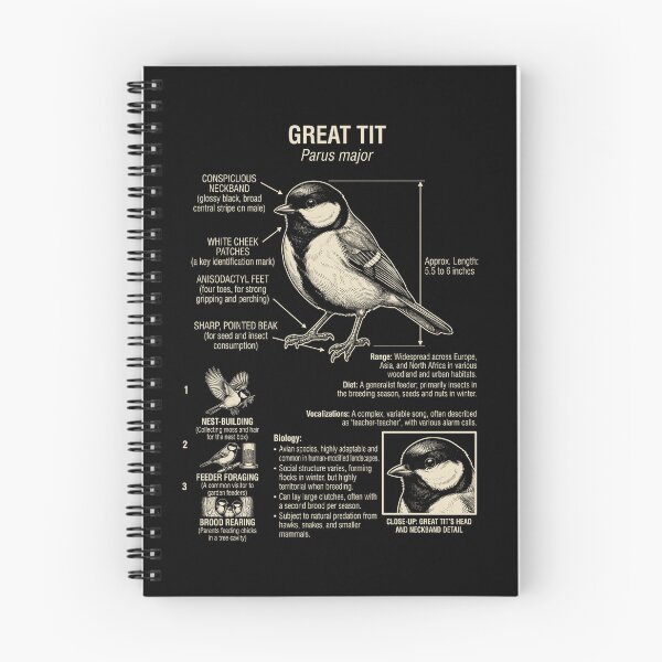 Item preview, Great Tit Scientific Anatomy Ornithology Animal Lover designed and sold by Kimberley King Art  King Art.