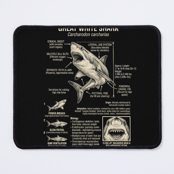 Item preview, Great White Shark Scientific Anatomy Biology Animal Lover designed and sold by Kimberley King Art King Art.