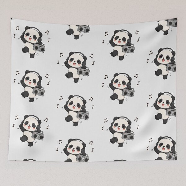 Item preview, Cute Panda Bear Listening to Music Kawaii Retro Boombox designed and sold by Seculinator.