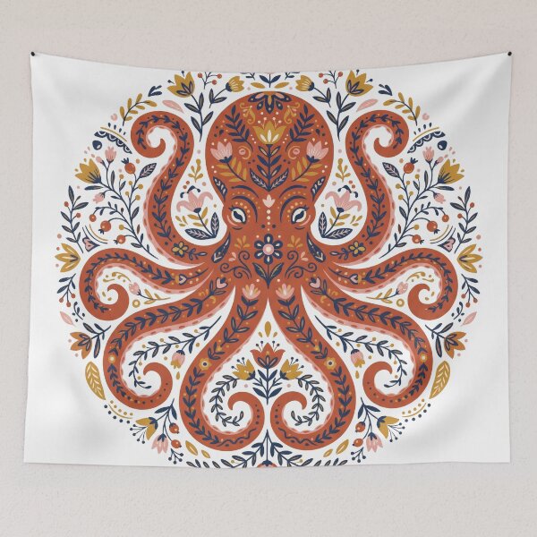 Item preview, Folk Art Floral Octopus Mandala designed and sold by seven things shop.