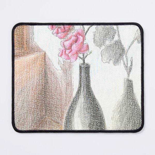 Item preview, Pink Flowers in Vases Colored Pencil Still Life designed and sold by jimmytedesky.