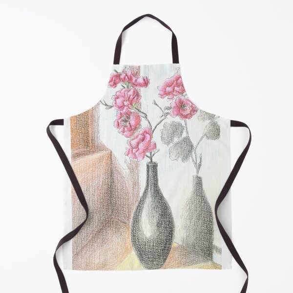 Item preview, Pink Flowers in Vases Colored Pencil Still Life designed and sold by jimmytedesky.