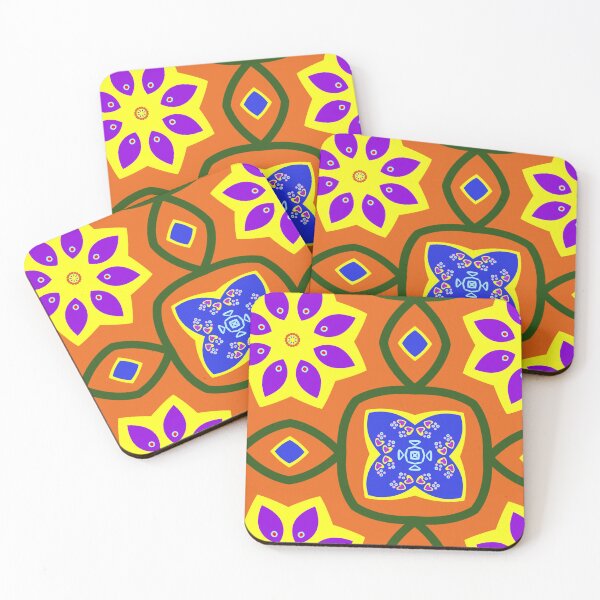 Item preview, Retro Orange and Purple Geometric Mandala Pattern designed and sold by Tinsleybluebell.