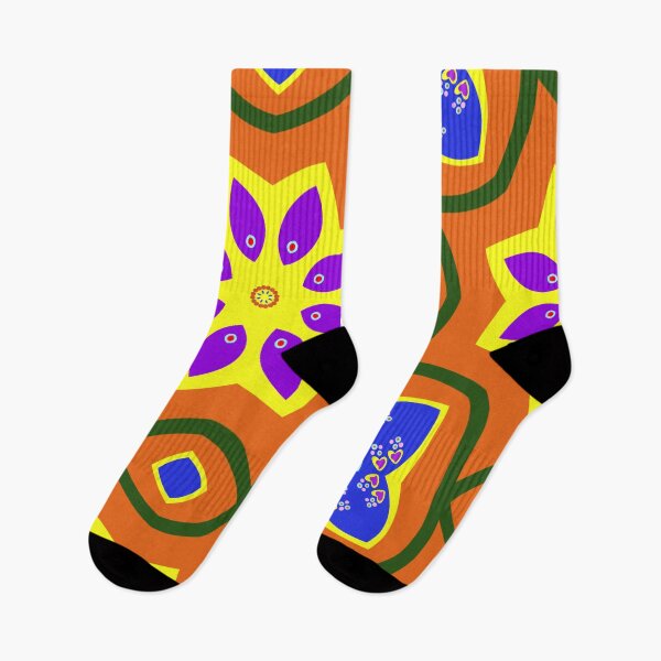 Item preview, Patrón de mandala geométrico retro en naranja y morado designed and sold by Tinsleybluebell.