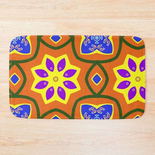 Item preview, Retro Orange and Purple Geometric Mandala Pattern designed and sold by Tinsleybluebell.