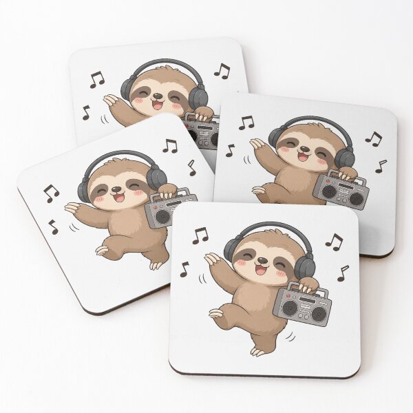 Item preview, Cute Sloth Listening to Music Kawaii Retro Boombox designed and sold by Seculinator.