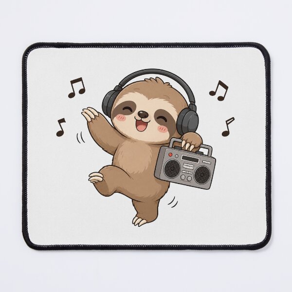 Item preview, Cute Sloth Listening to Music Kawaii Retro Boombox designed and sold by Seculinator.
