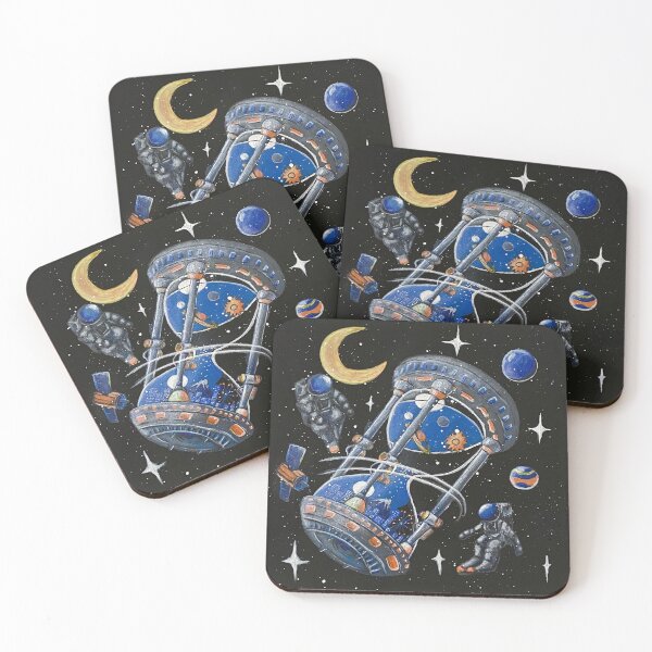 Item preview, Cosmic Hourglass — Sci-Fi Space Station Acrylic Painting designed and sold by jimmytedesky.