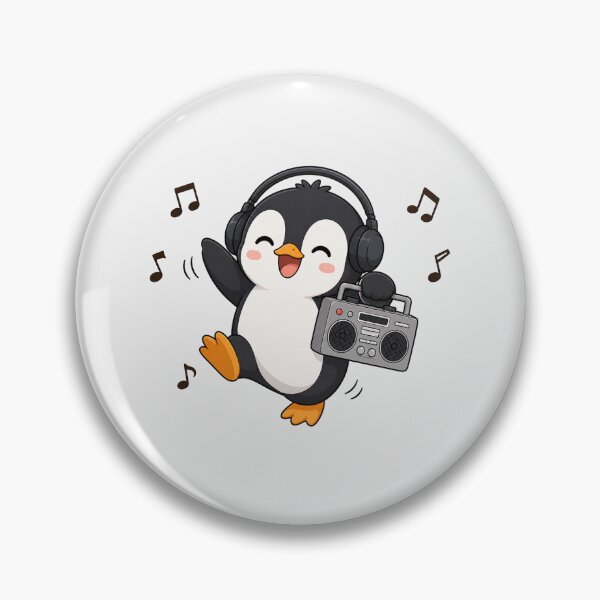 Item preview, Cute Penguin Listening to Music Kawaii Retro Boombox designed and sold by Seculinator.