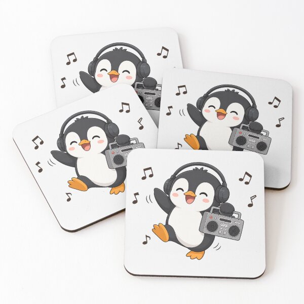 Item preview, Cute Penguin Listening to Music Kawaii Retro Boombox designed and sold by Seculinator.