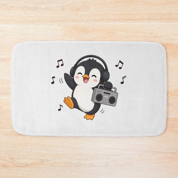 Item preview, Cute Penguin Listening to Music Kawaii Retro Boombox designed and sold by Seculinator.