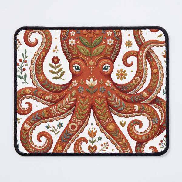 Item preview, Whimsical Floral Folk Art Octopus designed and sold by seven things shop.