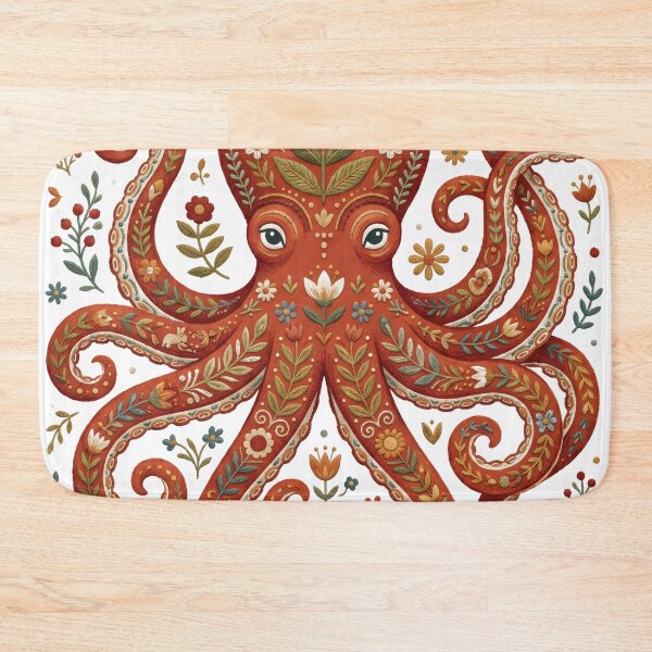 Item preview, Whimsical Floral Folk Art Octopus designed and sold by seven things shop.