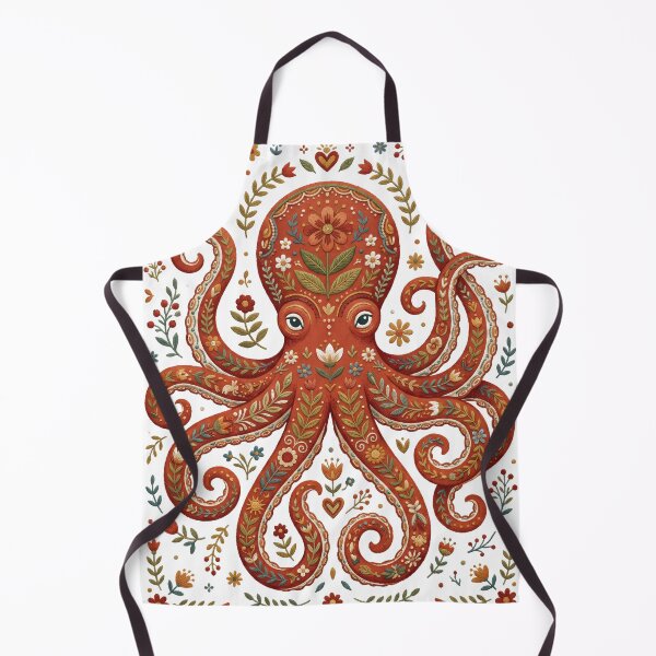 Item preview, Whimsical Floral Folk Art Octopus designed and sold by seven things shop.