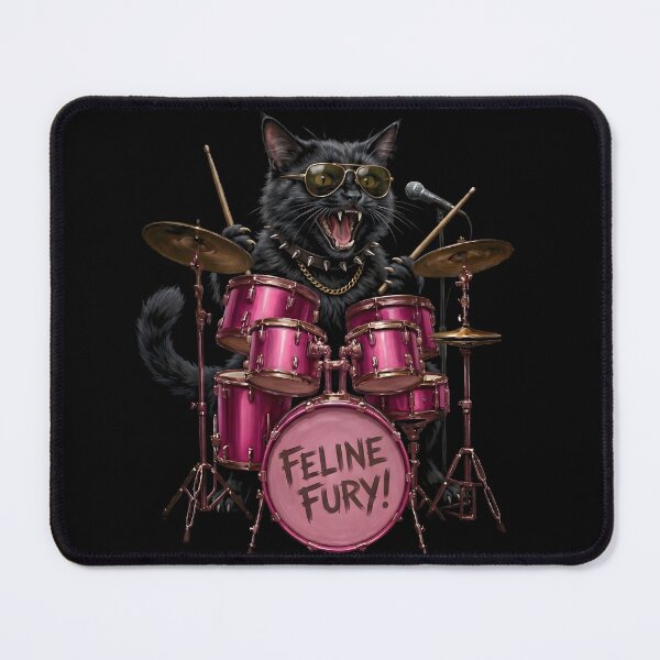 Item preview, Feline Fury Cat Drummer | Funny Black Cat Playing Drums | Gift for Cat Lovers and Drummers designed and sold by thoughtswear.