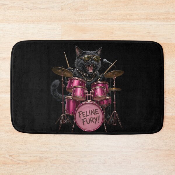 Item preview, Feline Fury Cat Drummer | Funny Black Cat Playing Drums | Gift for Cat Lovers and Drummers designed and sold by thoughtswear.