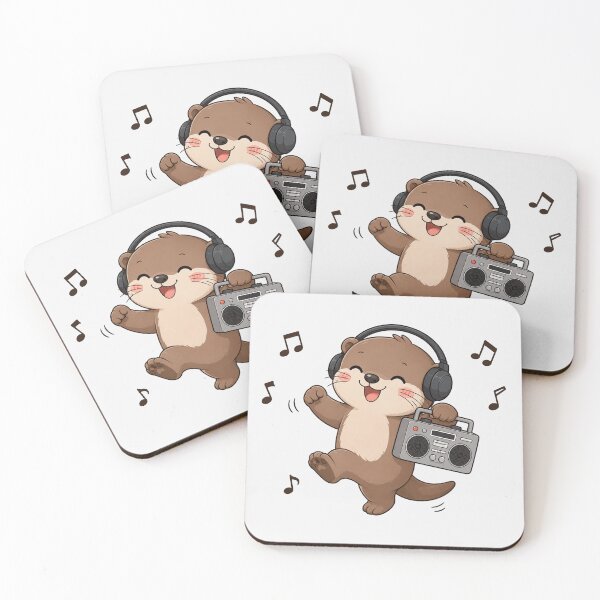 Item preview, Cute Otter Listening to Music Kawaii Retro Boombox designed and sold by Seculinator.