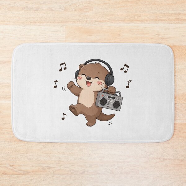 Item preview, Cute Otter Listening to Music Kawaii Retro Boombox designed and sold by Seculinator.