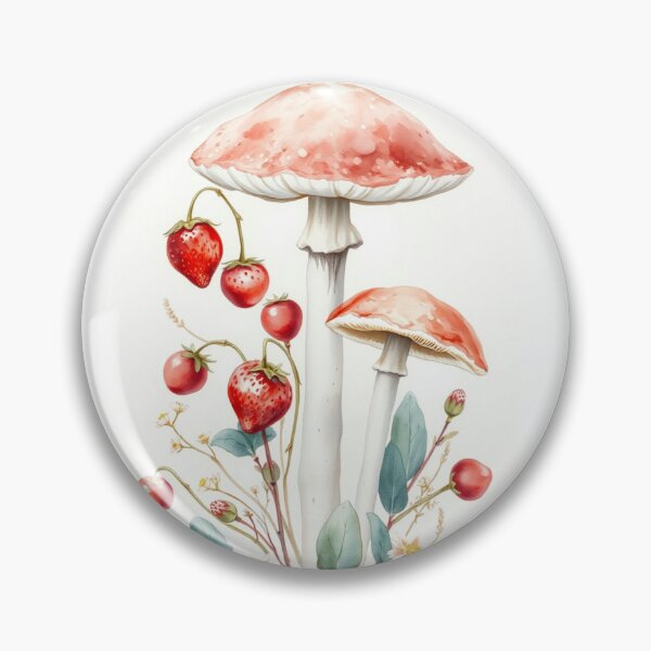 Item preview, Watercolor Mushrooms and Lush Wild Strawberries Art designed and sold by Vida e Arte.