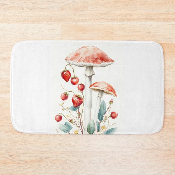 Item preview, Watercolor Mushrooms and Lush Wild Strawberries Art designed and sold by Vida e Arte.
