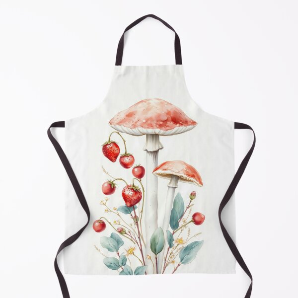 Item preview, Watercolor Mushrooms and Lush Wild Strawberries Art designed and sold by Vida e Arte.
