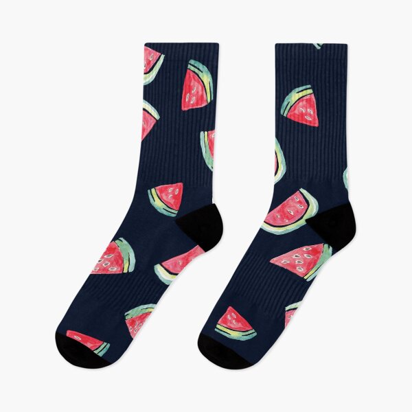 Item preview, Hand Painted Watercolor Watermelon  on black - Patterned designed and sold by aneladesigns.