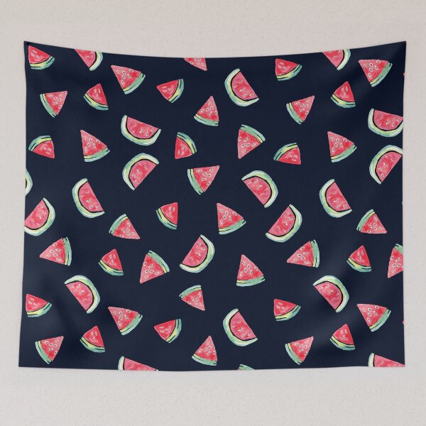 Item preview, Hand Painted Watercolor Watermelon  on black - Patterned designed and sold by aneladesigns.