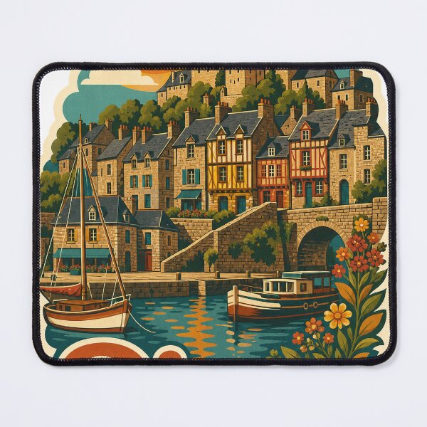 Item preview, Dinan France Travel Souvenir - Retro Illustration designed and sold by VisualArtsOasis.
