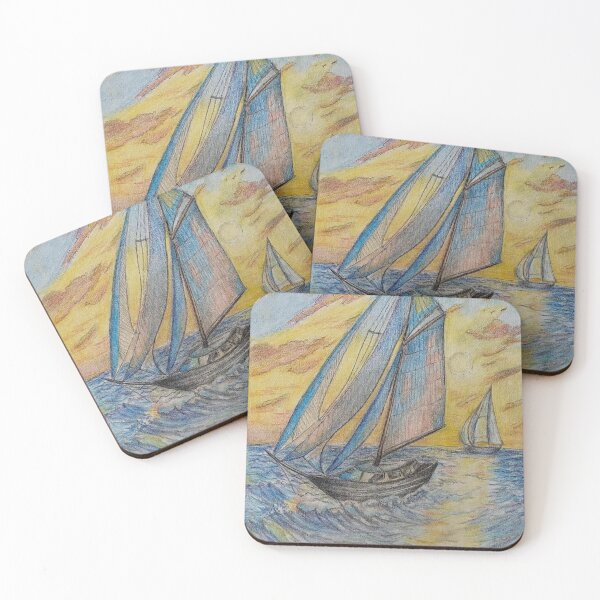 Item preview, Full Sail — Colored Pencil Sailboat Seascape designed and sold by jimmytedesky.