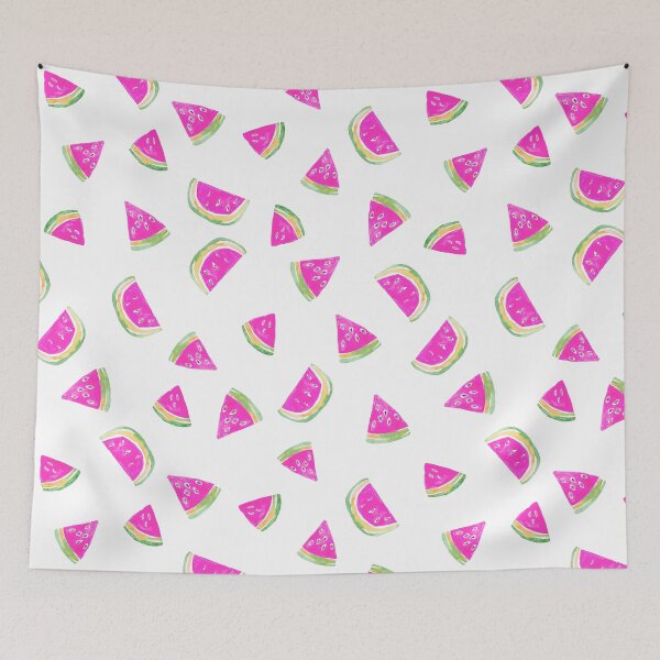 Item preview, Hand Painted Watercolor Pink Watermelon  on white - Patterned designed and sold by aneladesigns.