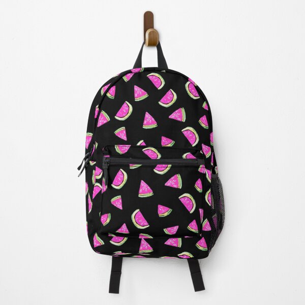 Item preview, Hand Painted Watercolor Pink Watermelon on black - Patterned designed and sold by aneladesigns.